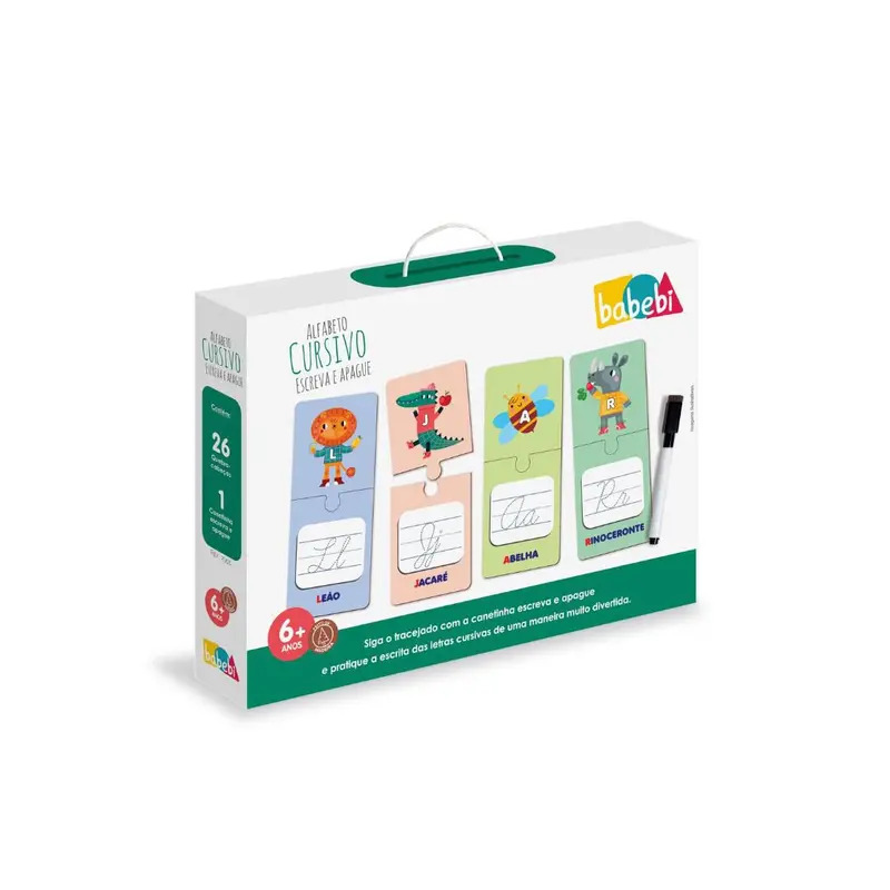 Alfabeto Cursivo — Escreva e Apague — brinquedo pedagógico TOYS LK